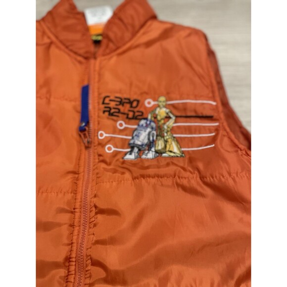 Star Wars orange vest zip up R2-D2 Boys size 6/7 winter - Picture 2 of 5